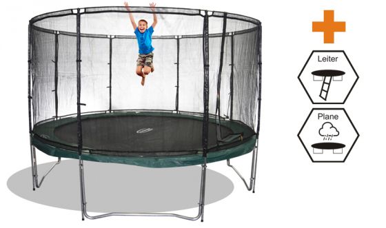 megaair 460, sicherheitsnetz, leiter und abdeckplane - trampoline