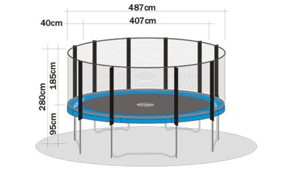 Trampolin MegaAir 490, Sicherheitsnetz, Leiter und Abdeckplane