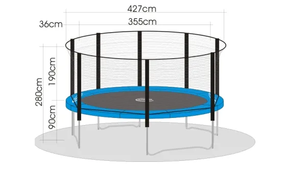 Trampolin SuperAir 430 mit Sicherheitsnetz und Leiter