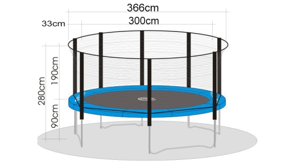 Trampolin Set Air 370 inklusive Sicherheitsnetz und Leiter