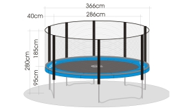 Trampolin MegaAir 370, Sicherheitsnetz, Leiter und Abdeckplane