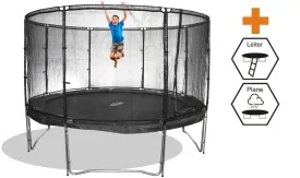 Trampolin MegaAir 490, Sicherheitsnetz, Leiter und Abdeckplane