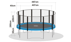 Trampolin MegaAir 490, Sicherheitsnetz, Leiter und Abdeckplane